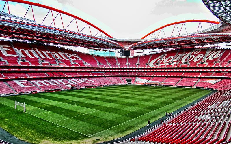 Benfica Stadium, empty stadium, R, Estadio da Luz, football stadium, soccer, Benfica arena, Lisbon, Portugal, HD wallpaper