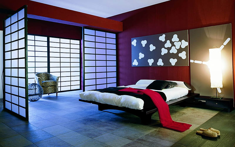 modern design, bedroom, chinese style, modern apartment, interior idea, HD wallpaper
