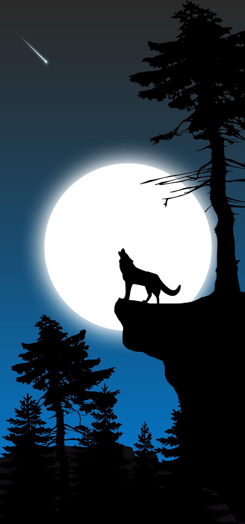 Wolf Howl Artwork, aesthetic, dark, iphone, moon, night, samsung, HD phone wallpaper