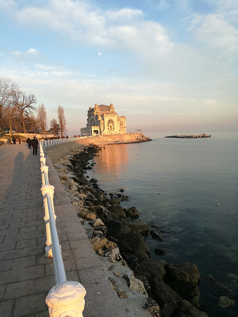 Cazino, beach, bonito, building, nature, old, sea, town, HD phone wallpaper