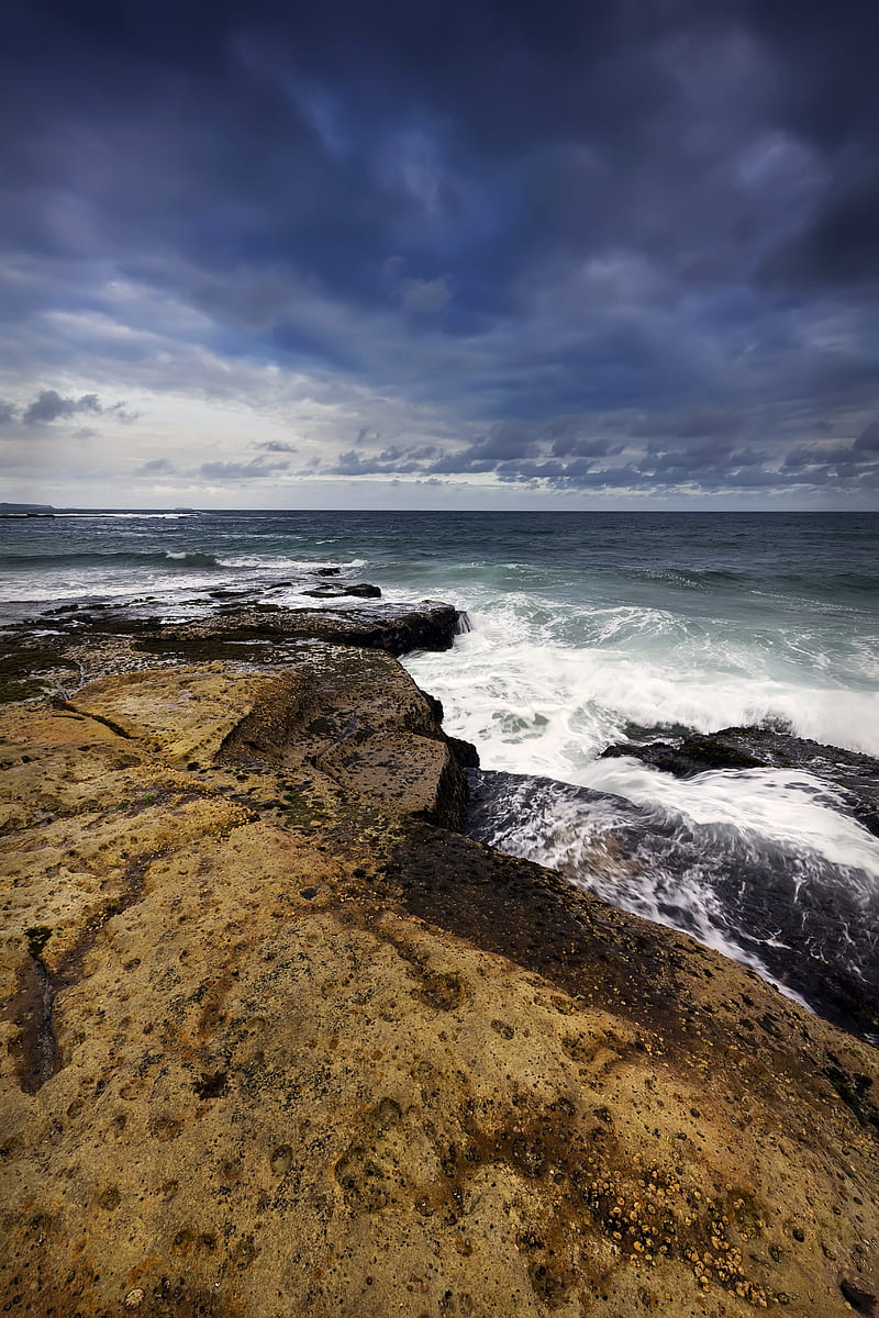 rocks, sea, water, waves, HD phone wallpaper