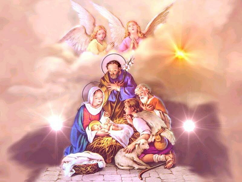 Nativity scene, nativity, christ, family, jesus, christmas, angel, god, HD wallpaper