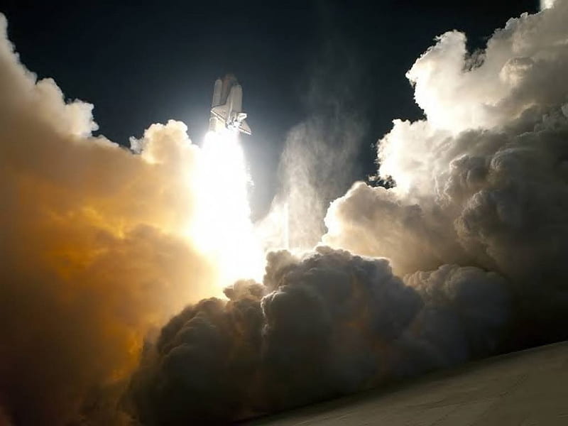 Space Shuttle Launch, sky, clouds, launch, space, HD wallpaper
