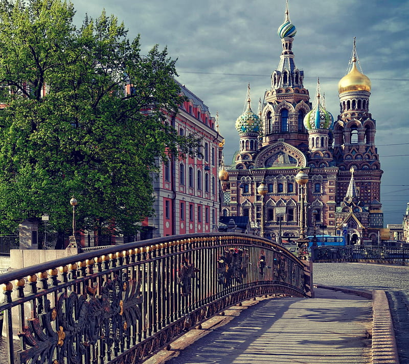 Russia, landscape, road, st petersburg, temple, HD wallpaper