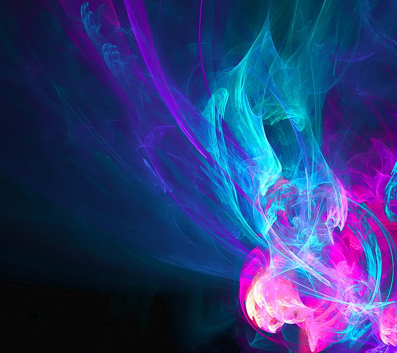 Abstract Fractal, blue, cool, cyan, energy, flow, halo light, neon, pink, purple, HD wallpaper