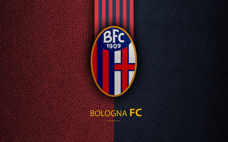 Bologna FC Italian football club, Serie A, emblem, logo, leather texture, Bologna, Italy, Italian Football Championships, HD wallpaper
