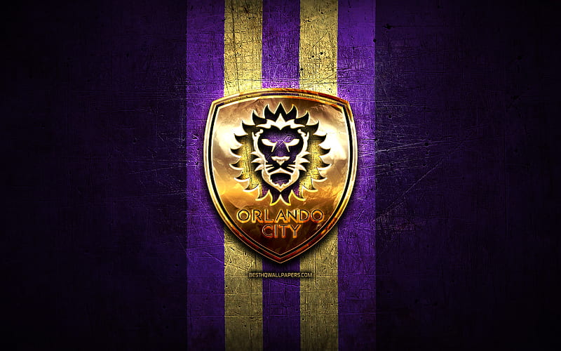 Orlando City SC, golden logo, MLS, violet metal background, american soccer  club, HD wallpaper | Peakpx
