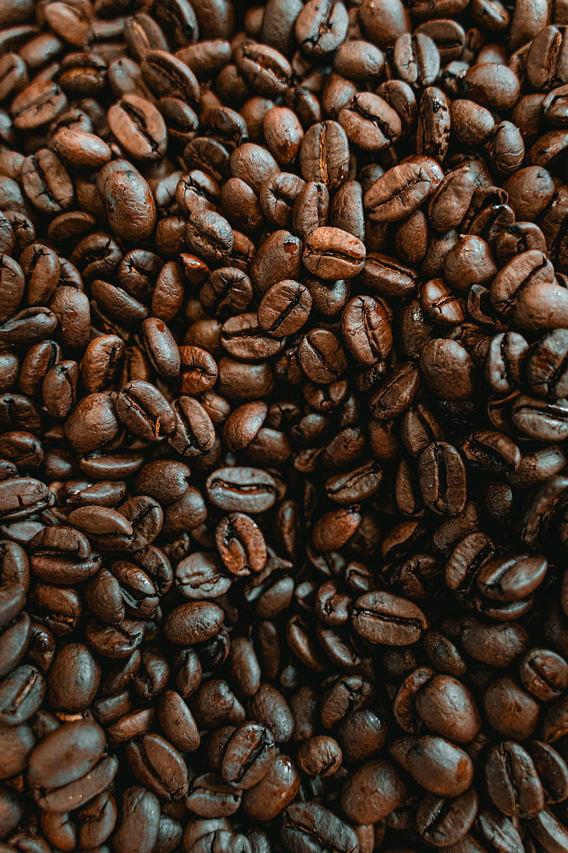 coffee beans, coffee, macro, brown, HD phone wallpaper