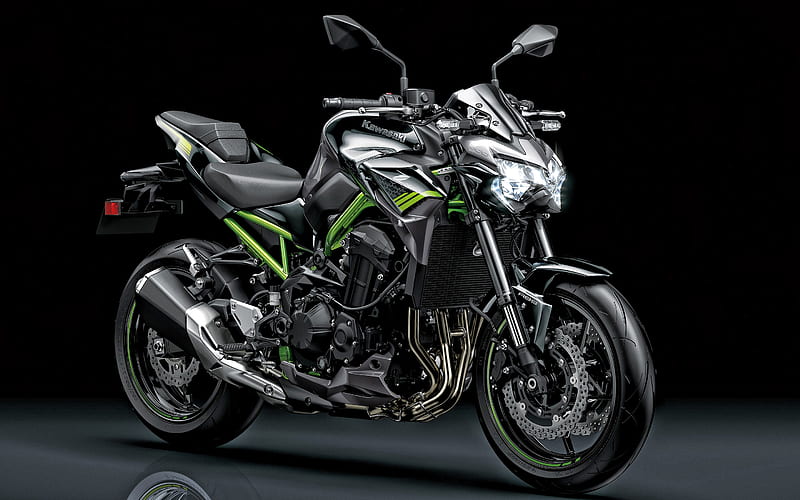 2020, Kawasaki Z900, front view, exterior, new black Z900, japanese motorcycles, Kawasaki, HD wallpaper