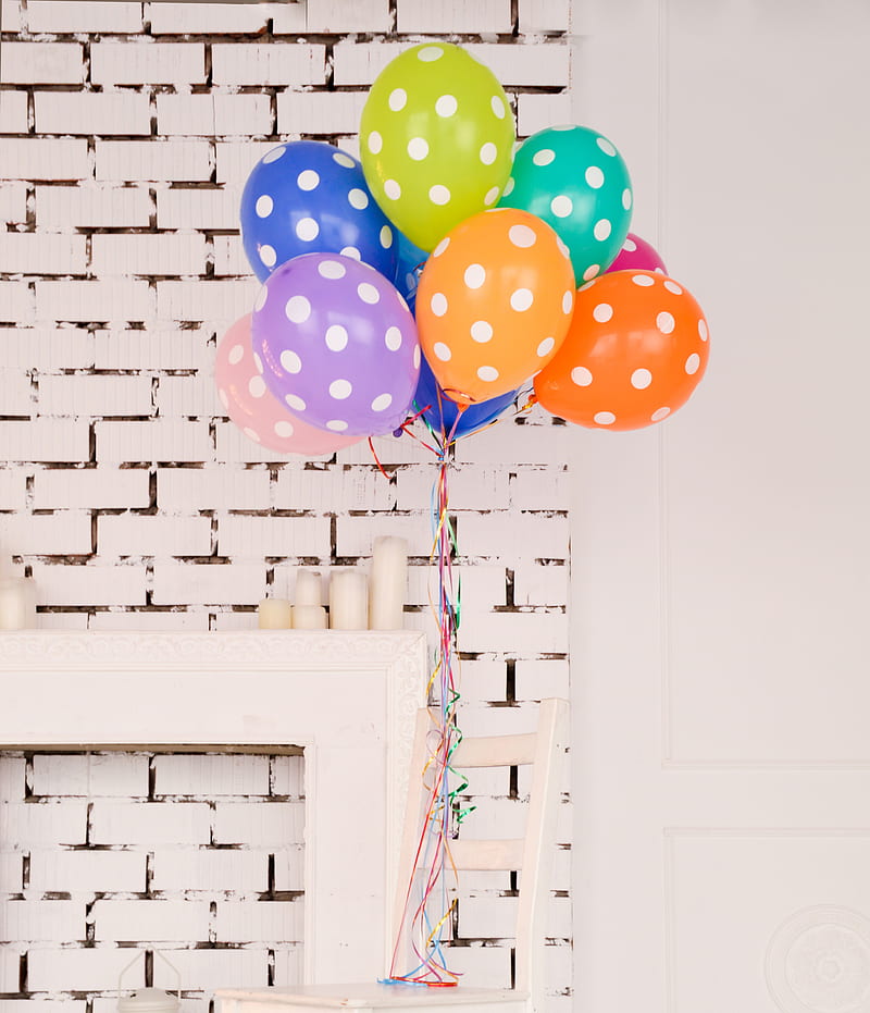 assorted-color polka dot balloons, HD phone wallpaper