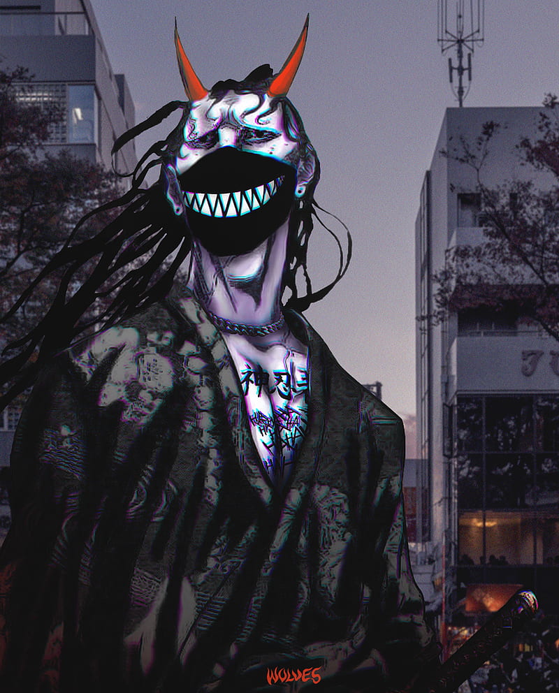 Gantz Demon, aesthetic, purple, trash, trashgang, dark, kimono, wolveskun, HD phone wallpaper