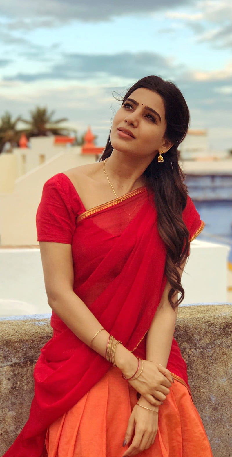 Samantha, actress, akkineni, beauty, kollywood, mallu, saree, tamil, telugu, tollywood, HD phone wallpaper
