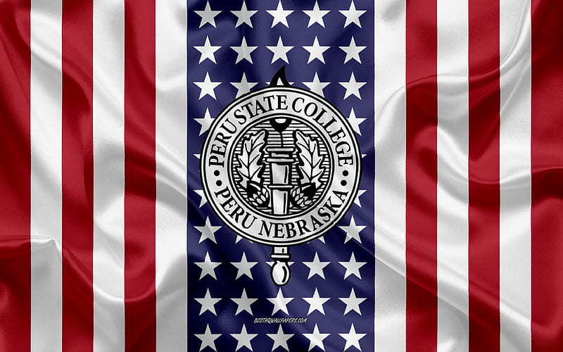University of New Hampshire Emblem, American Flag, University of New Hampshire logo, Peru, Nebraska, USA, University of New Hampshire, HD wallpaper