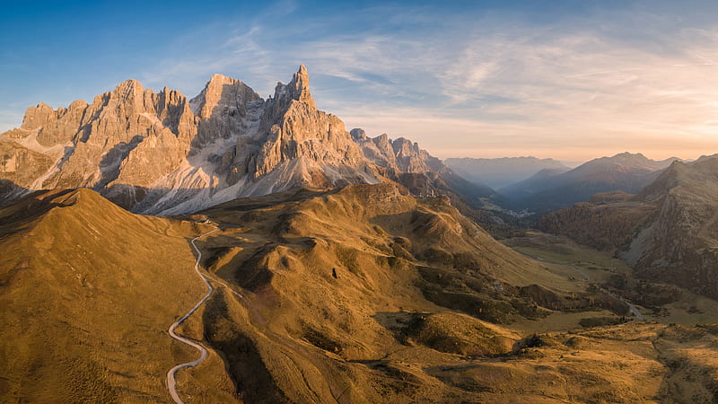 Panorama Peak Dolomites Mountain During Morning Nature, HD wallpaper