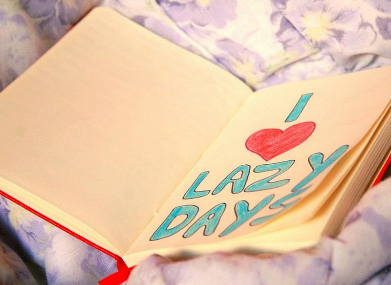 I Lazy Days, cute, text, heart, book, summer, lazy days, HD wallpaper