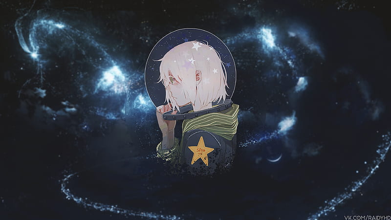 anime girl, spacesuit, astronaut, galaxy, Anime, HD wallpaper