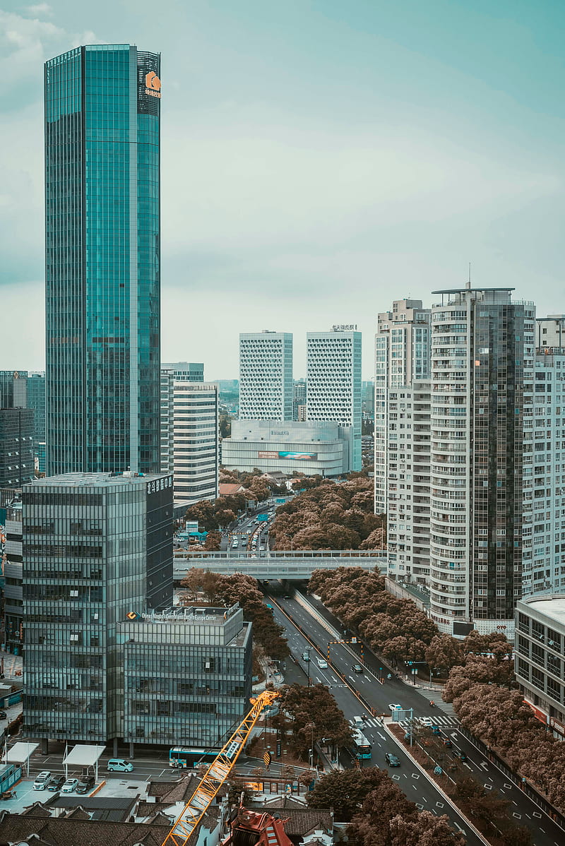 City Skyscrapers Road Carros Architecture Hd Phone Wallpaper Peakpx