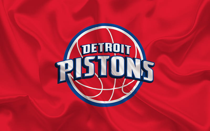 basketball, Detroit Pistons, Basketball club, NBA, USA, emblem, Detroit Pistons logo, red silk, HD wallpaper