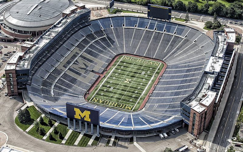 Michigan Stadium, American Stadium, Ann Arbor, MI, USA, largest US Stadium, Michigan Wolverines, NCAA Division I, football stadium, HD wallpaper