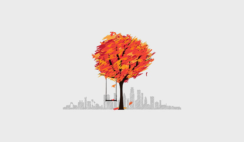 Autumn Tree Minimal Art , tree, minimalism, minimalist, artist, artwork, digital-art, HD wallpaper