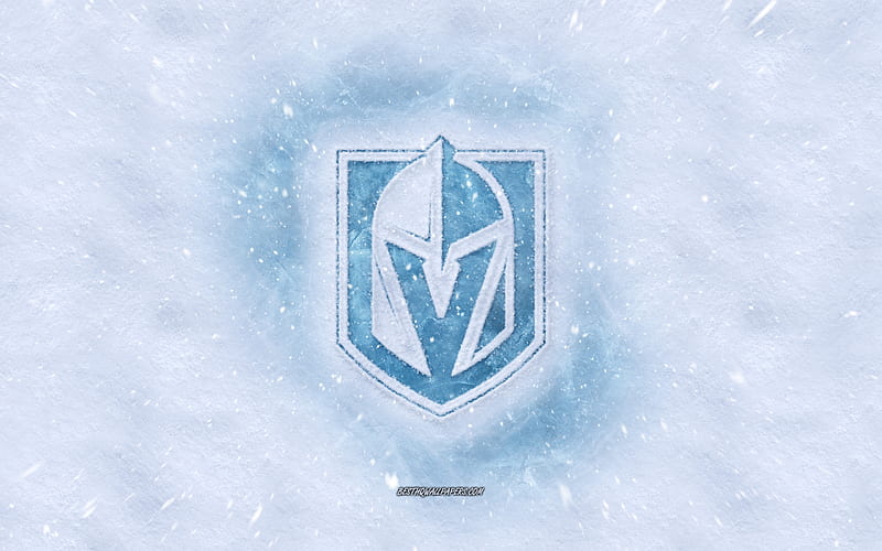 Vegas Golden Knights logo, American hockey club, winter concepts, NHL, Vegas Golden Knights ice logo, snow texture, Paradise, Nevada, USA, snow background, Vegas Golden Knights, hockey, HD wallpaper