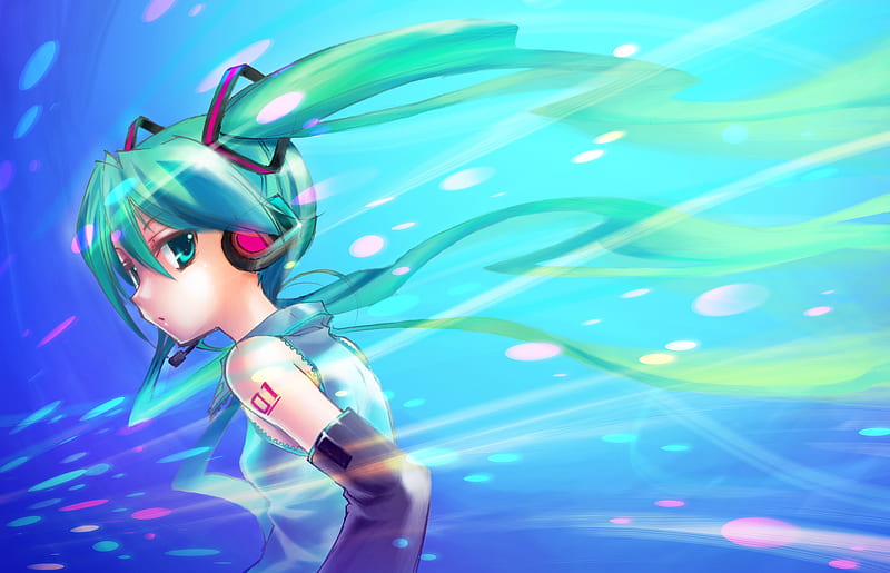 Hatsune Miku, pretty, orange, cg, nice, anime, aqua, beauty, anime girl ...