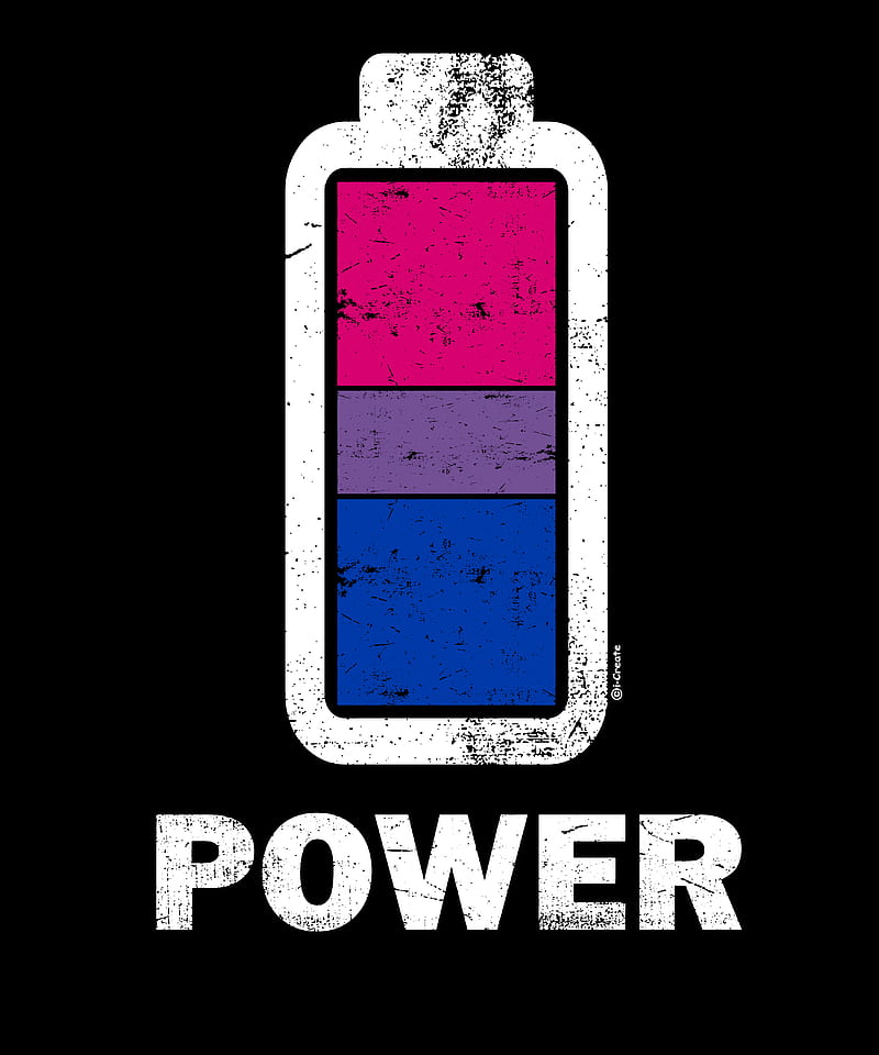 Bisexual Power Up, battery, iCreate, pride, HD phone wallpaper