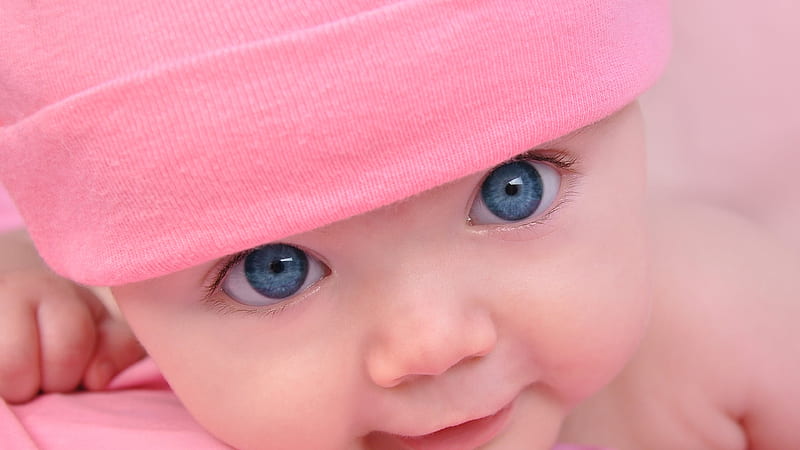 Closeup Of Cute Blue Eyes Baby Is Wearing Pink Cap Cute, HD wallpaper |  Peakpx