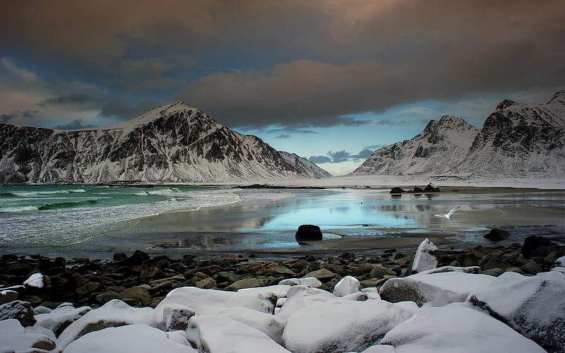 frozen mountainscape-Beautiful scenery, HD wallpaper