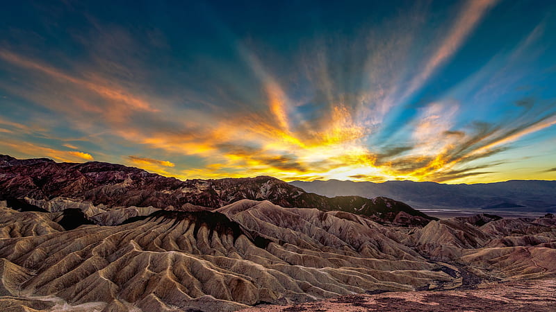 Sunrise on Death Valley NP, California, desert, sunrise, nature, usa, HD wallpaper