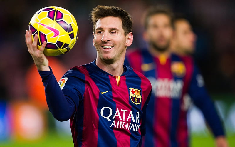 football star, barcelona, lionel messi, fc barcelona, player, ball, leo messi, HD wallpaper