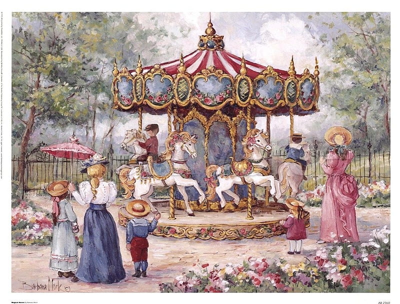 Magical Carousel, round, merry, magical, parcel, women, go, HD wallpaper
