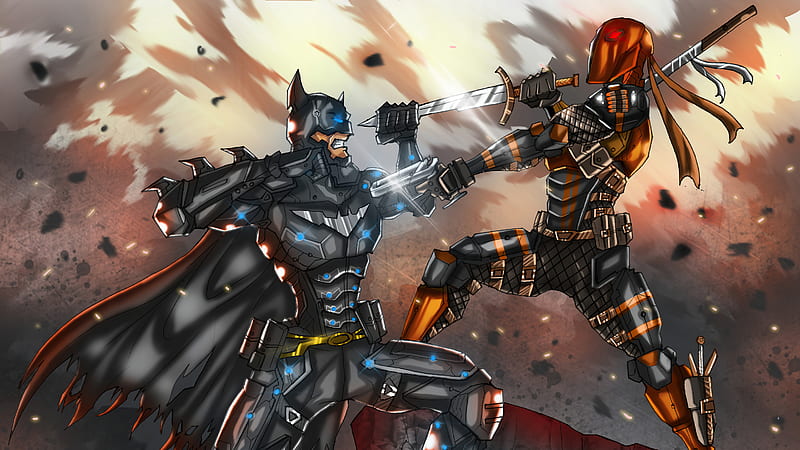 Batman Vs Deathstroke Dc Fight , batman, deathstroke, superheroes, artist, artwork, digital-art, artstation, HD wallpaper