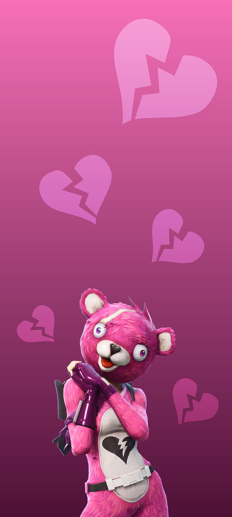 Fortnite Cuddle Team, bear, cuddle team leader, love, pink, rose, skin, HD phone wallpaper