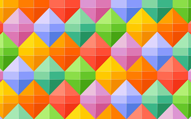 geometric shapes, colorful rhombuses, android, colorful lines, lollipop, material design, geometry, creative, strips, colorful backgrounds, abstract art, HD wallpaper