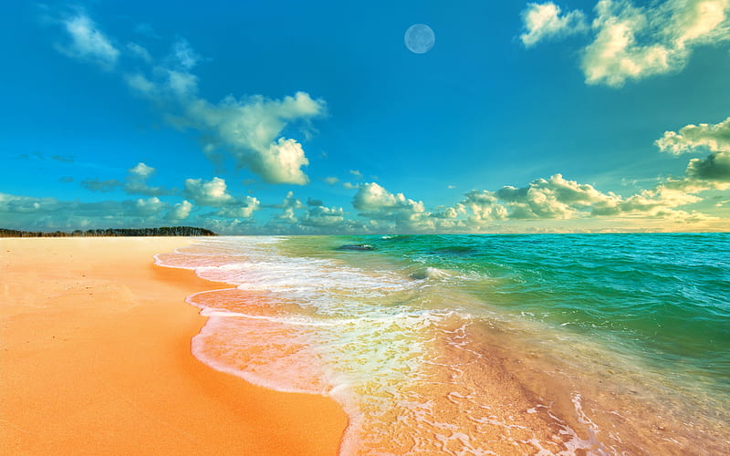 beach, ocean, sea, waves, summer, seascape, sand, HD wallpaper