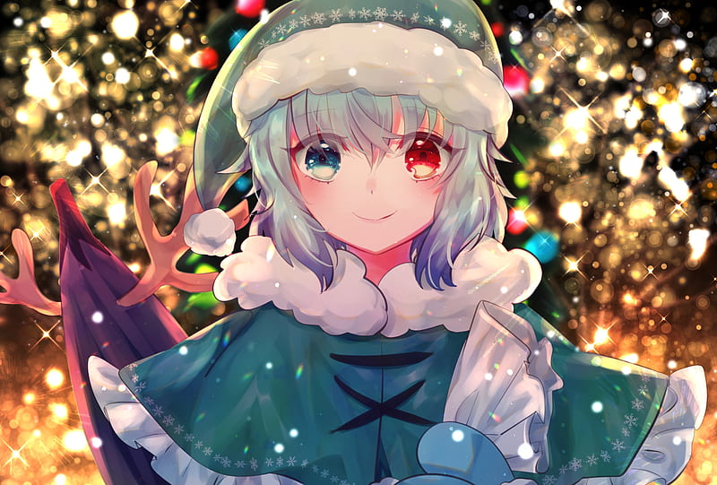 tatara kogasa, touhou, heterochromia, bicolored eyes, merry christmas 2020, Anime, HD wallpaper