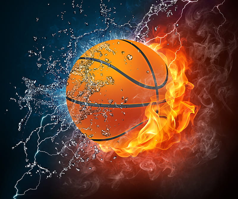 Basketball on fire, champion, cool, great, nba, sport, team, victory, HD wallpaper
