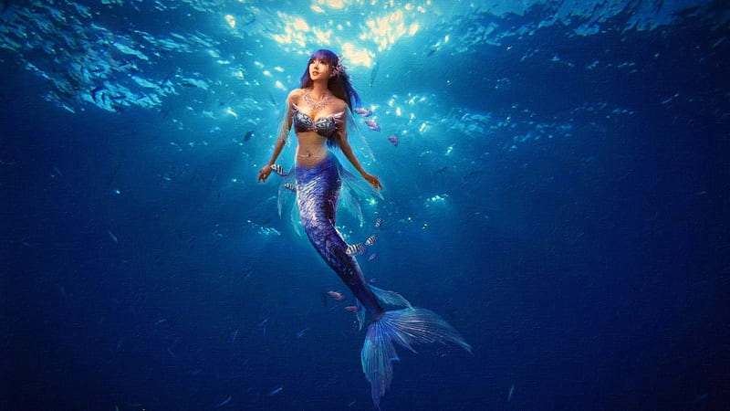 Mermaid Underwater Luminos Sirena Sea Fantasy Girl Summer Blue Hd Wallpaper Peakpx