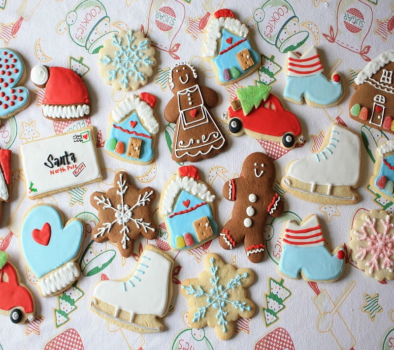 Santa Cookies , 2013, choco, christmas, cool, goodies, new, sweets, HD wallpaper
