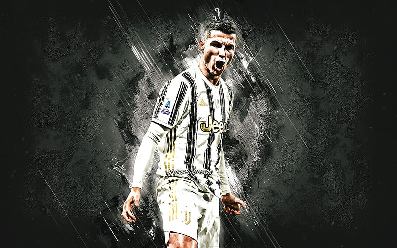 Cristiano Ronaldo, Juventus FC, CR7, world football star, Serie A, Italy, football, white stone background, HD wallpaper