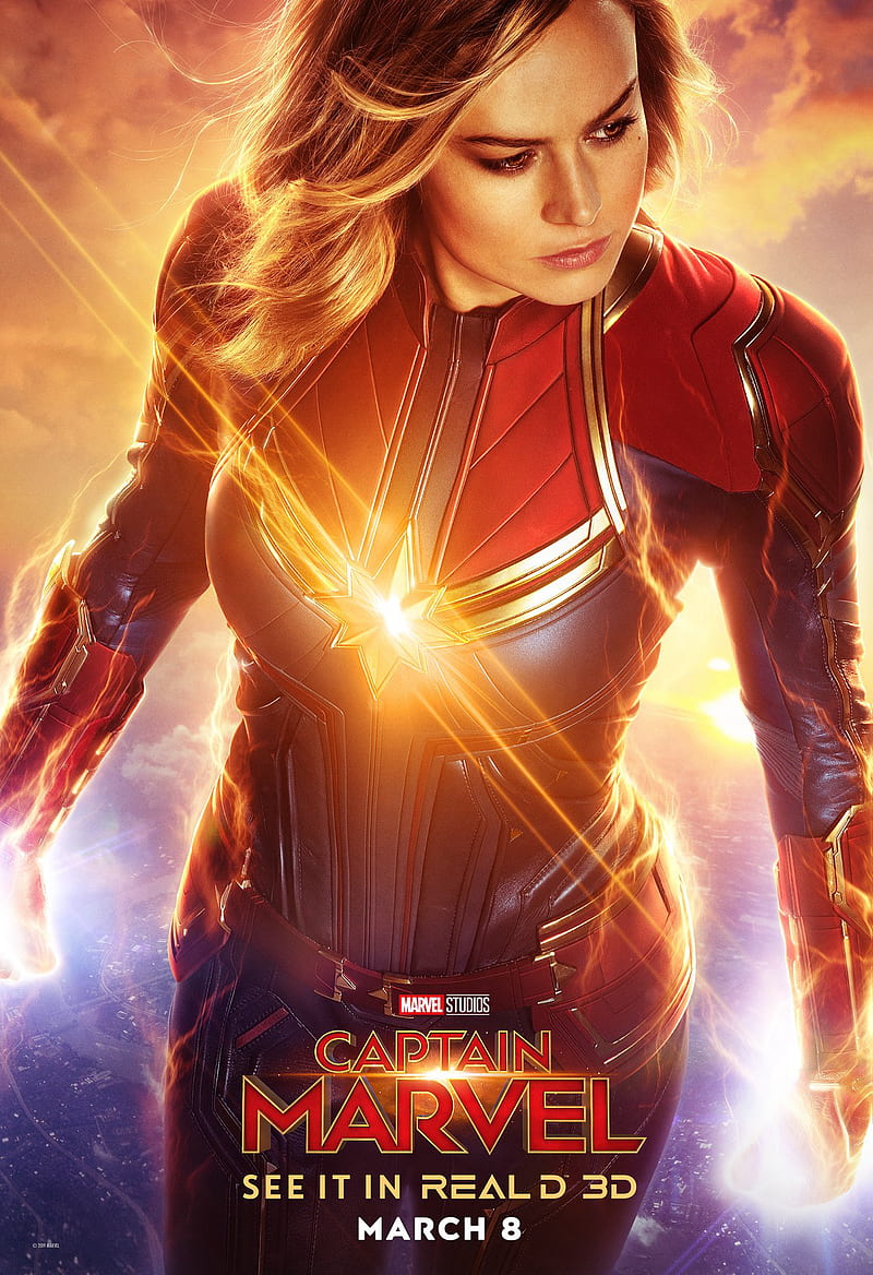 Carol Danvers, Captain Marvel, Brie Larson, Marvel Cinematic Universe, Marvel Comics, HD phone wallpaper