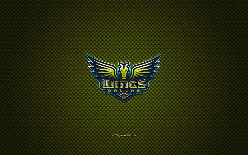 Dallas Wings, American basketball club, WNBA, blue logo, green carbon fiber background, basketball, Dallas, USA, Dallas Wings logo, HD wallpaper