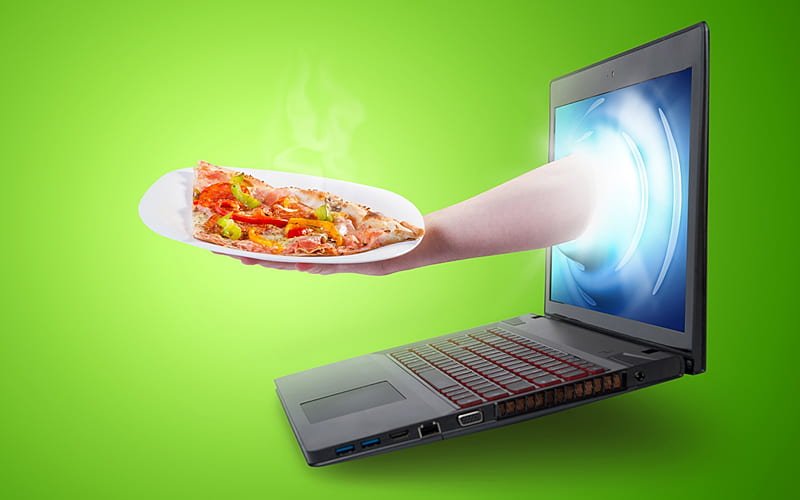 Pizza, Sceen, Hand, Computer, HD wallpaper Pizza, Sceen, Hand, Computer, HD wallpaper
