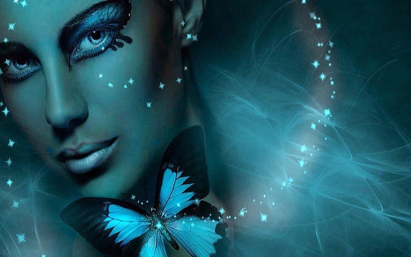 Sparking, art, butterfly, blue, HD wallpaper | Peakpx