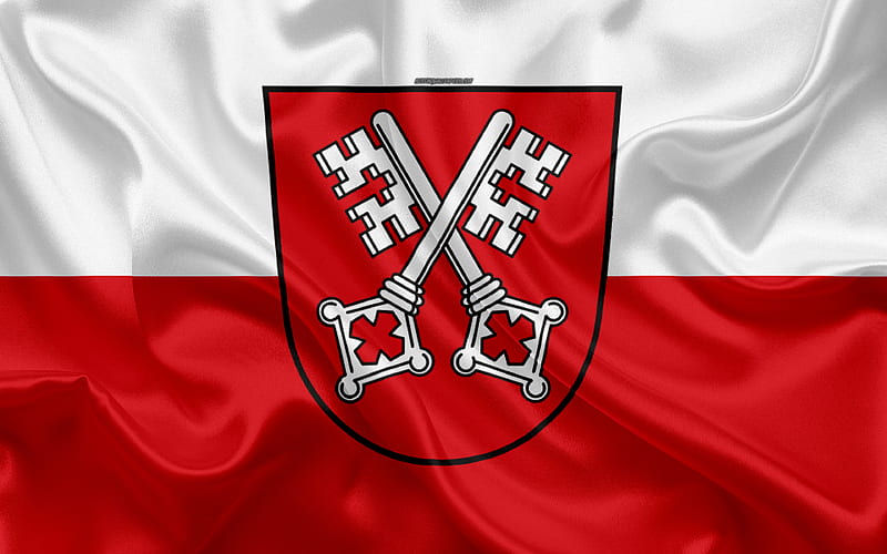 Flag of Regensburg silk texture, red white silk flag, coat of arms, German city, Regensburg, Bavaria, Germany, symbols, HD wallpaper