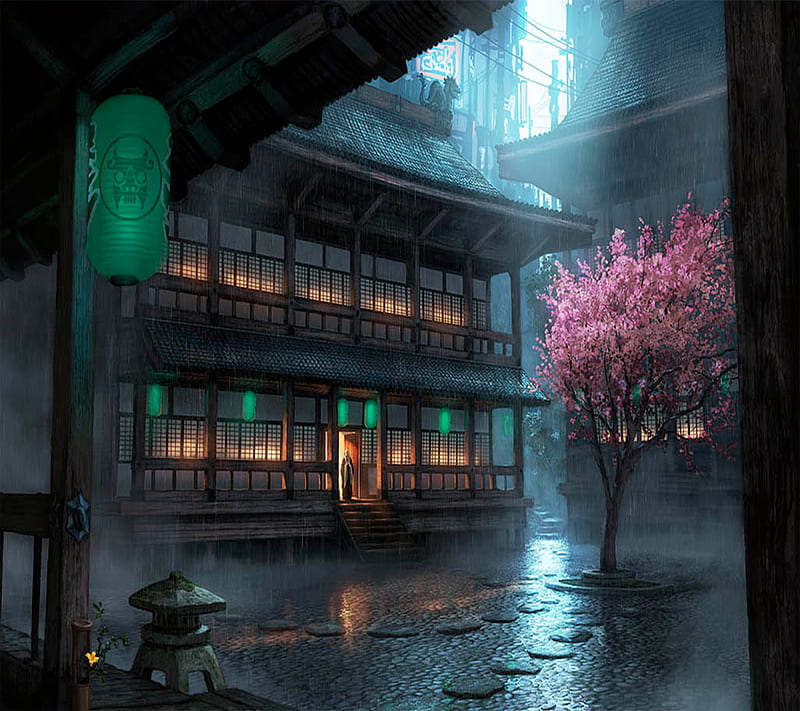 Japan House, green, HD wallpaper