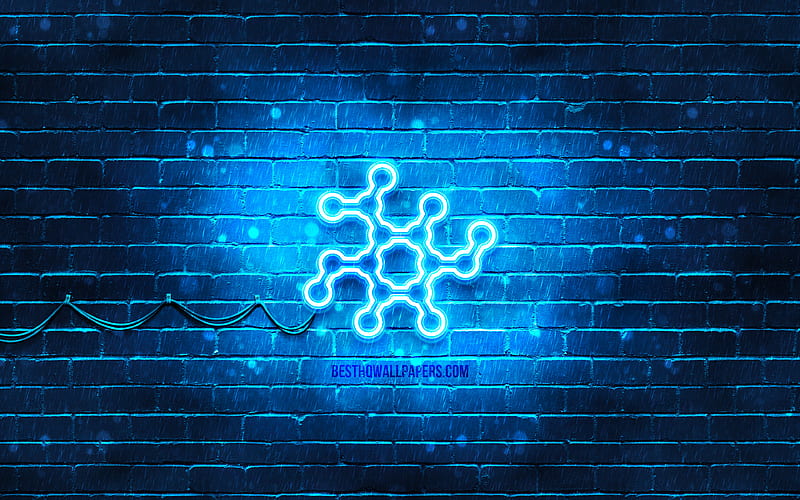 Molecules neon icon blue background, neon symbols, Molecules, neon icons, Molecules sign, medical signs, Molecules icon, medical icons, HD wallpaper