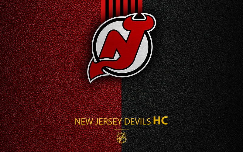 New Jersey Devils, HC hockey team, NHL, leather texture, logo, emblem, National Hockey League, Newark, New Jersey, USA, hockey, Eastern Conference, Metropolitan Division, HD wallpaper