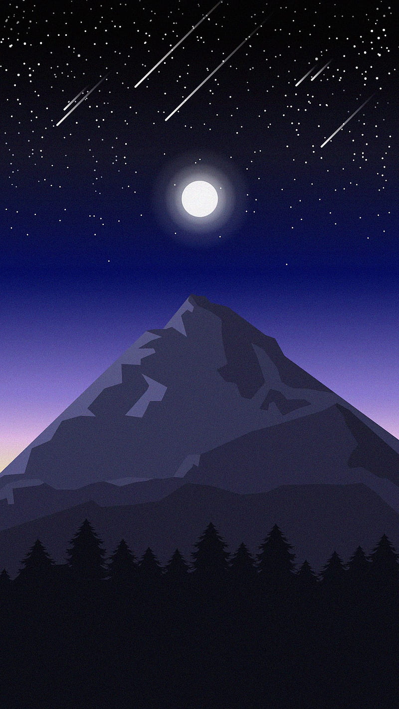 mountain, night, landscape, art, vector, HD phone wallpaper